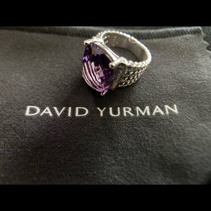 David Yurman Amethyst Wheaton Ring With Pave' Diamonds, New 100% Authentic
